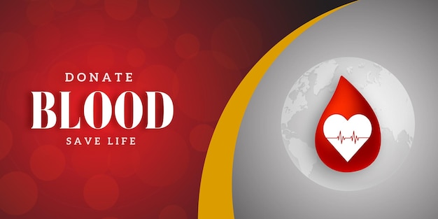 Bonne Journée Mondiale Du Donneur De Sang Fond Rouge Gris Jaune Bannière De Conception De Médias Sociaux Vecteur Gratuit