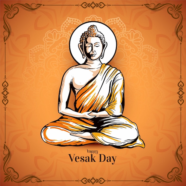 Vecteur gratuit bonne journée de vesak et bouddha purnima carte de vœux pour le festival hindou