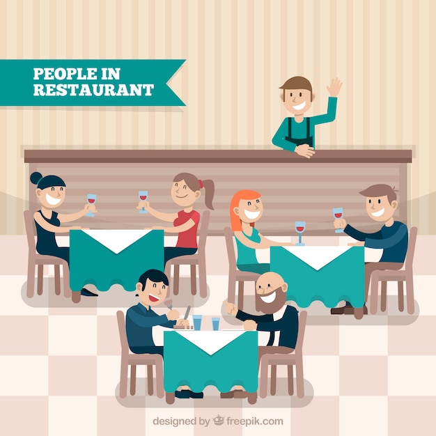 Vecteur gratuit bonne personne et serveur au restaurant