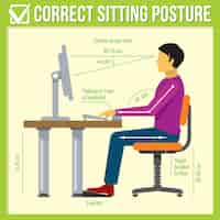 Vecteur gratuit bonne posture assise