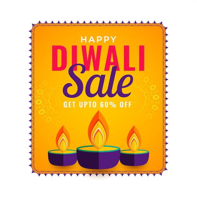 Bonne Vente De Diwali Avec Trois Diya