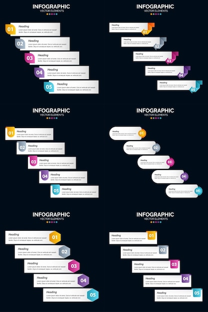 Vecteur gratuit boostez votre entreprise avec ce pack de 6 infographies vectorielles