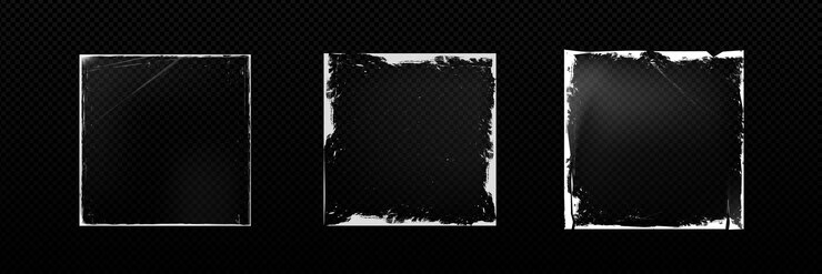 Vecteur gratuit bord grunge de vinyle usé transparent illustration vectorielle maquette de texture vintage et vieille couverture en papier avec effet de superposition modèle de cadre carré de couverture d'enregistrement cd rétro avec bord rugueux vieilli