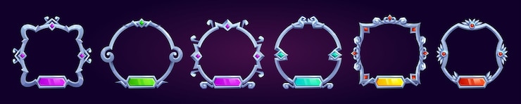 Vecteur gratuit bordure d'avatar d'utilisateur de jeu fantastique carré dans le jeu rpg