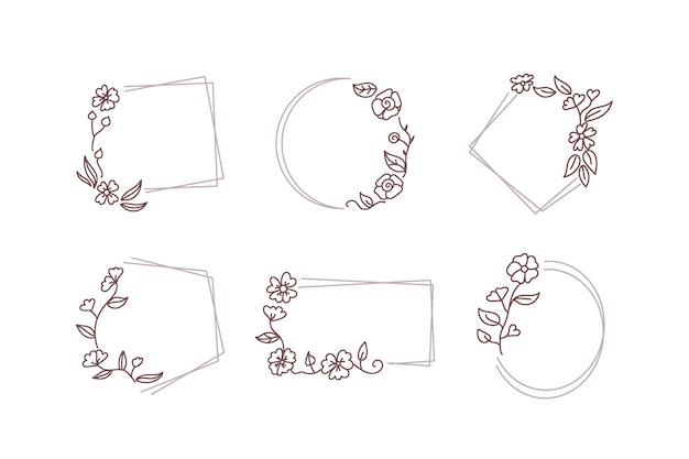 Bordure De Cadre Mince Avec Collection De Fleurs