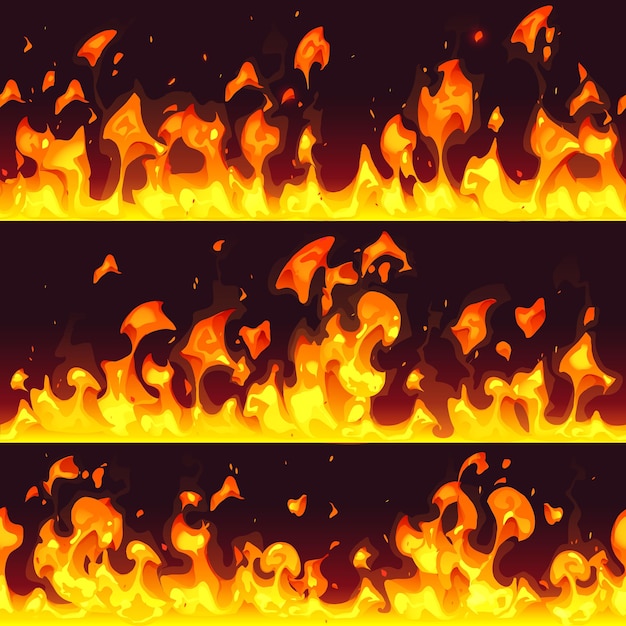 Mur De Flammes De Feu Avec Motif De Boule De Feu De Sentier Brûlant