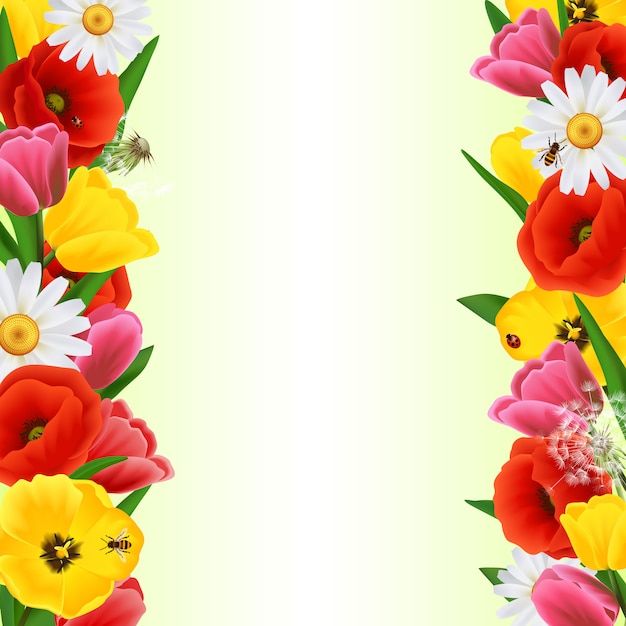 Vecteur gratuit bordure fleurie colorée