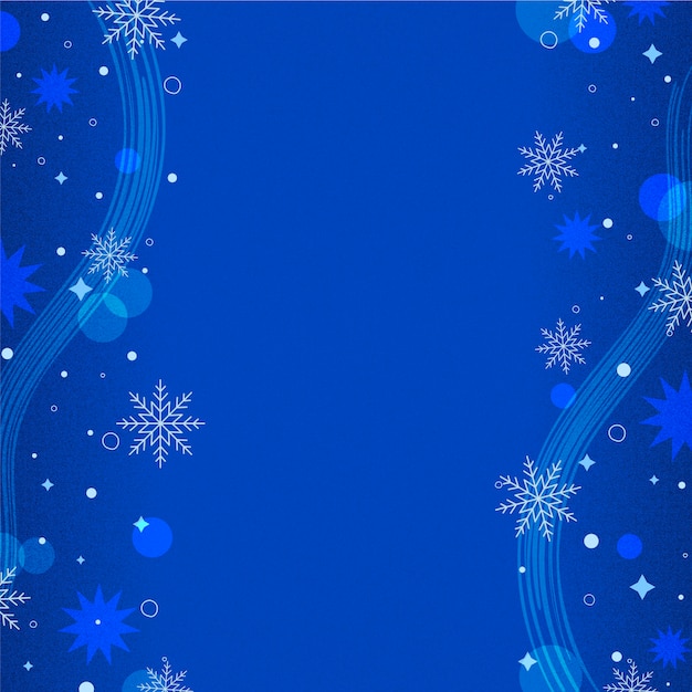 Bordure de flocon de neige design plat bleu