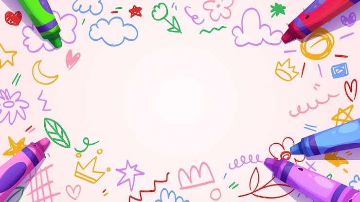 Vecteur gratuit une bordure de jardin d'enfants ludique avec des griffons de crayon