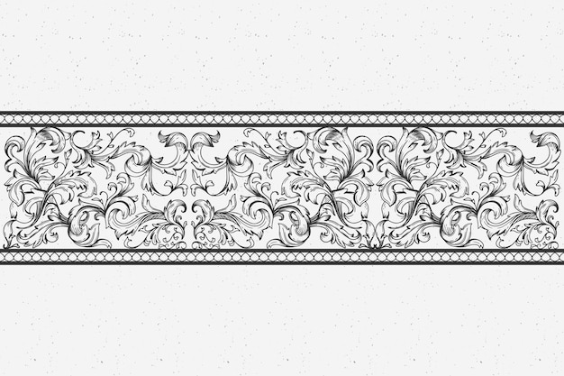 Bordure Ornementale Dessiné Main Réaliste En Style Baroque