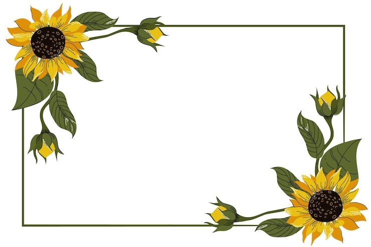 Vecteur gratuit bordure de tournesol naturel design plat