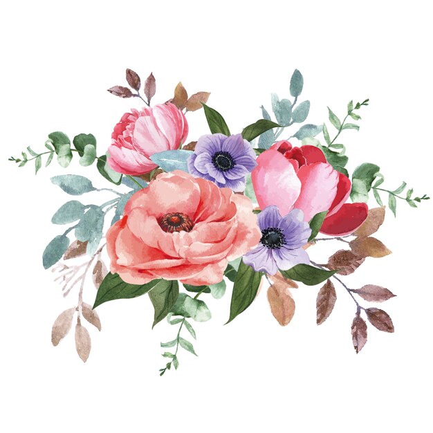 botanique fleur aquarelle bouquet élégance épanouissement