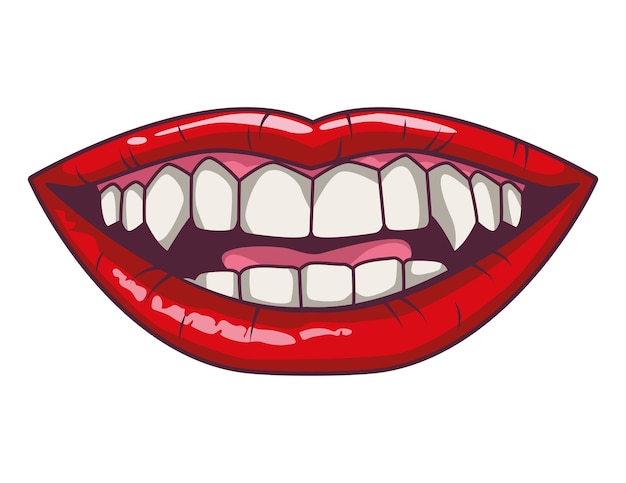 Vecteur gratuit bouche pop art souriant icône isolée