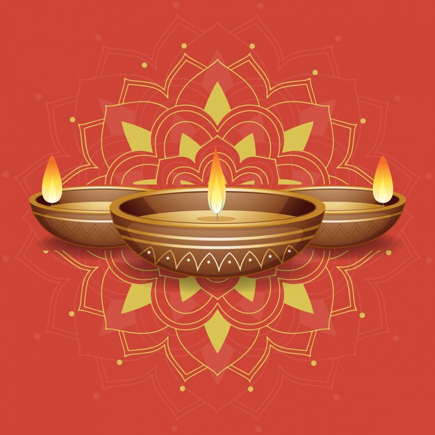 Bougies sur mandala rouge