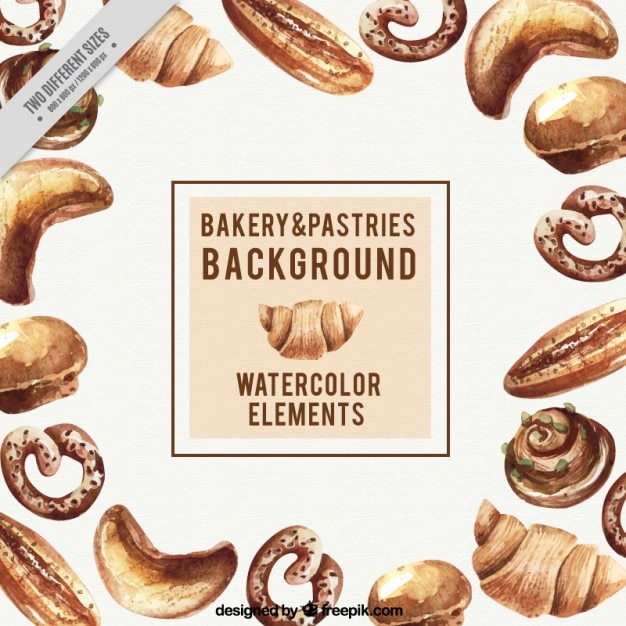 Vecteur gratuit boulangerie aquarelle et pâtisseries fond