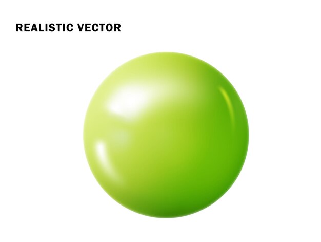 Boule verte pastel réaliste Boule de sphère 3d brillante isolée Figure géométrique de sphère ronde