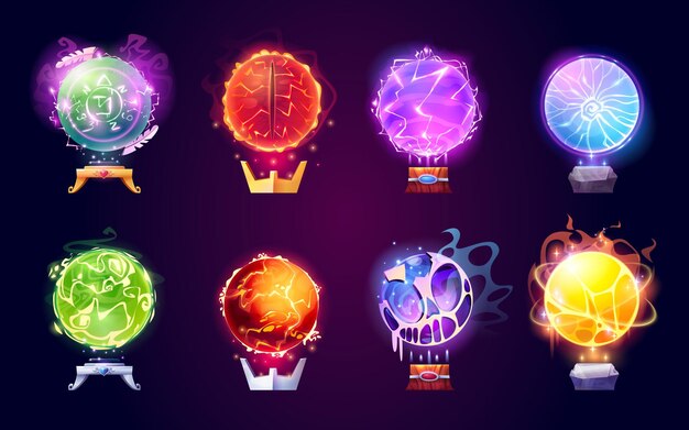 Boules de cristal magiques sphères d'énergie