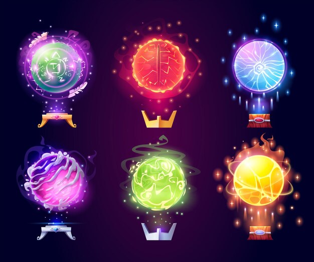 Boules de cristal magiques sphères d'énergie