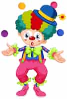 Vecteur gratuit boules de jonglage de clown heureux sur blanc