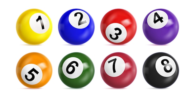 Boules de loterie bingo avec des numéros de un à huit