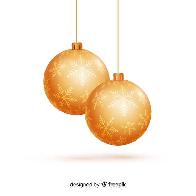 Boules d&#39;or réalistes de Noël