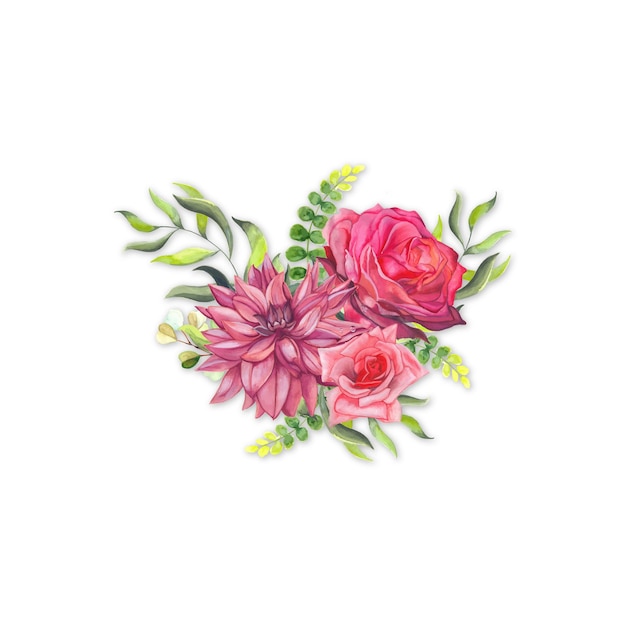 Bouquet De Fleurs Abstraites Illustration De Fond Aquarelle Rose Vert Haute Résolution Photo gratuite