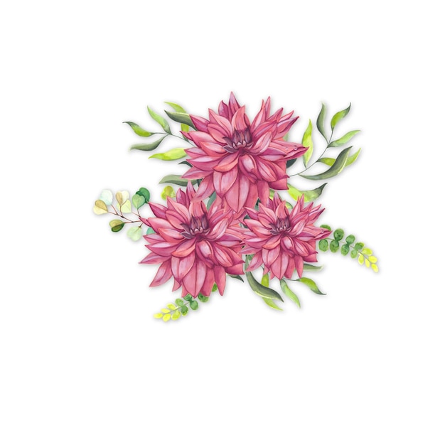 Bouquet De Fleurs Abstraites Illustration De Fond Aquarelle Rose Vert Haute Résolution Photo gratuite