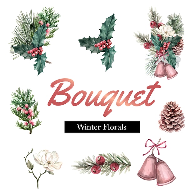 Bouquet D'hiver Pour La Décoration De Cadre De Bordure De Décoration Belle