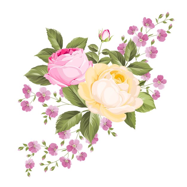 Bouquet lumineux de roses en fleurs