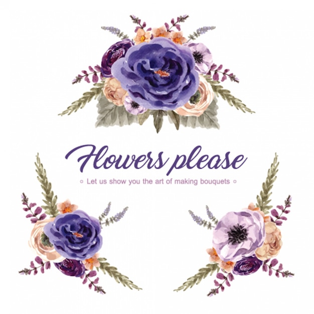 Vecteur gratuit bouquet de vin floral avec rowan, chrysanthème, illustration aquarelle de lupins.
