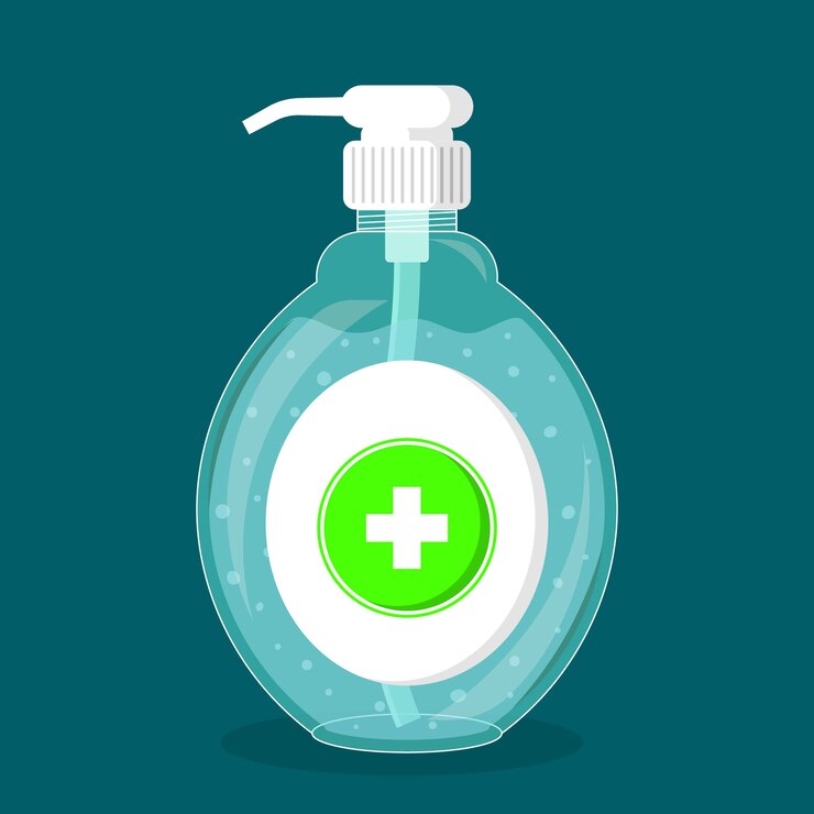 Vecteur gratuit bouteille de désinfectant pour les mains avec pompe