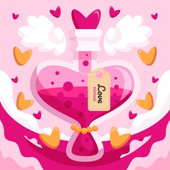 Bouteille de potion rose illustration design plat
