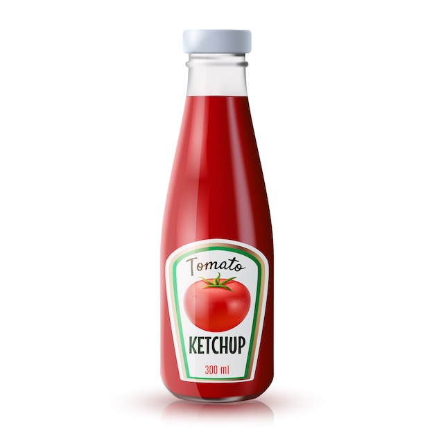Vecteur gratuit bouteille réaliste de ketchup