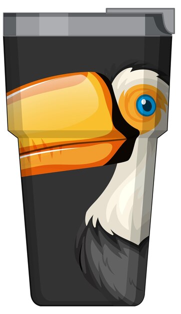 Une Bouteille Thermos Noire à Motif D'oiseau Toucan