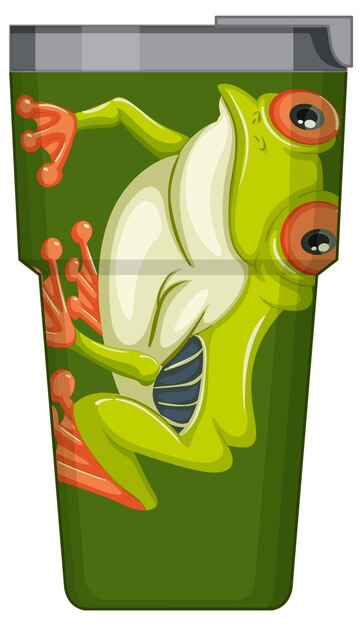 Une bouteille thermos verte avec motif grenouille