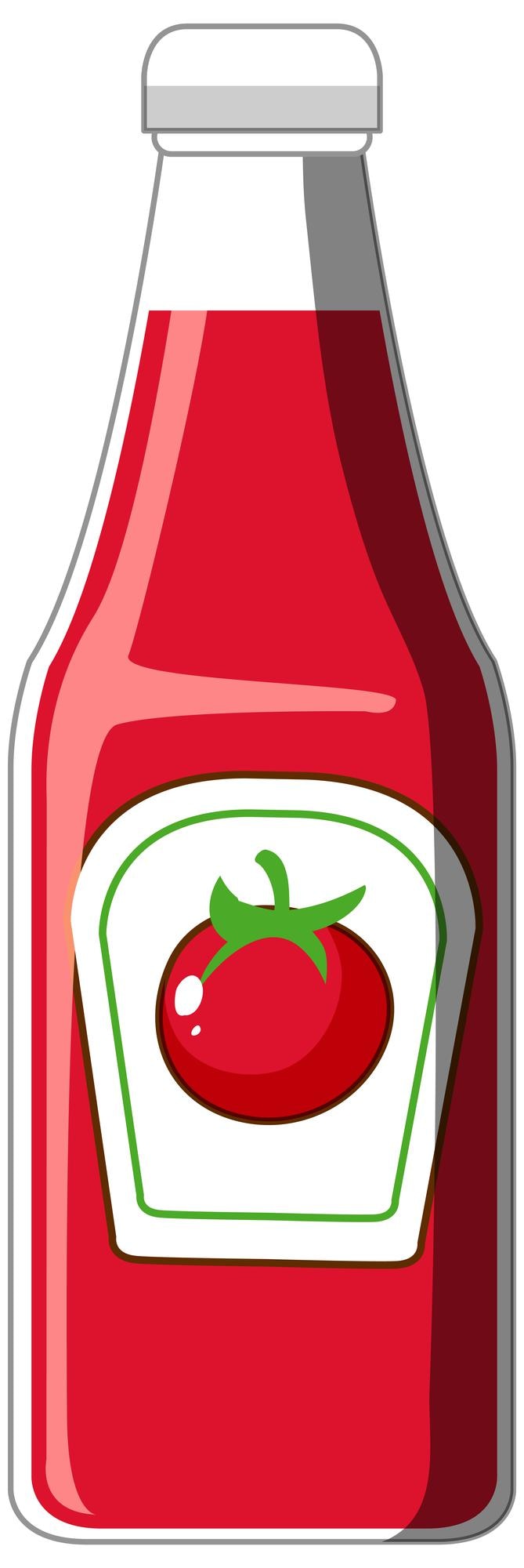 Vecteur gratuit bouteille en verre de ketchup de tomate dans le style de dessin animé d'isolement