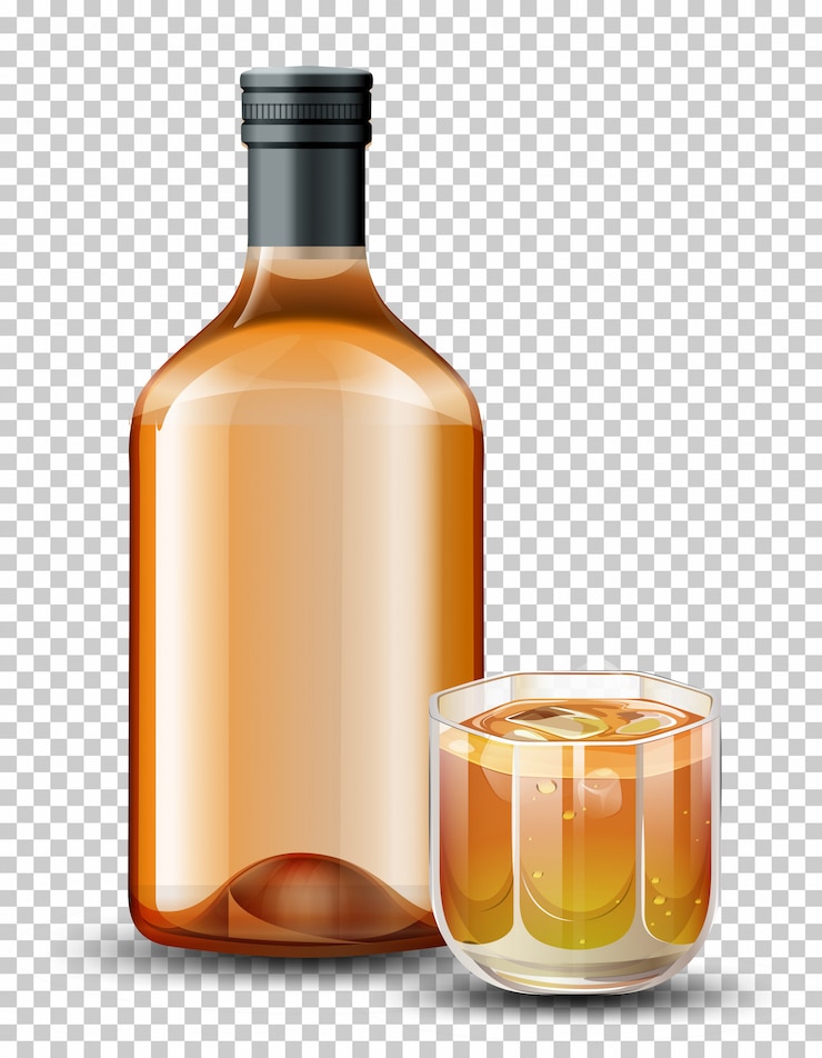 Vecteur gratuit bouteille et verre de whisky