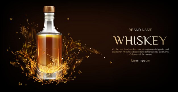 Une bouteille de whisky au noir.