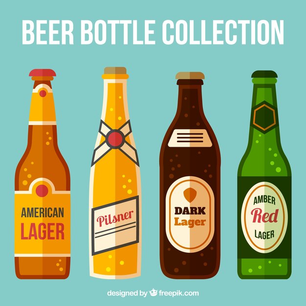 Des bouteilles de bière mis en design plat