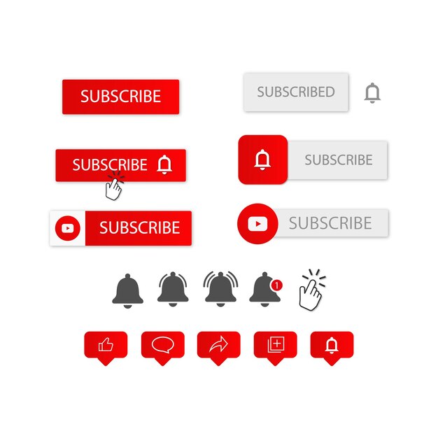 Bouton d'interface Youtube Subscribe parfait pour les animations graphiques