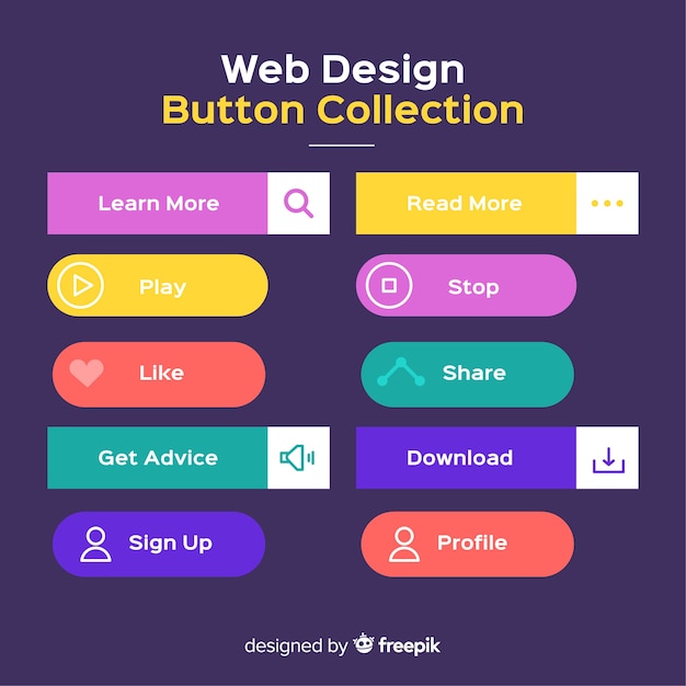 Vecteur gratuit bouton web dans un design plat