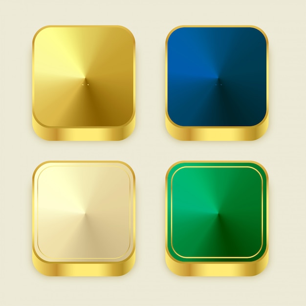 Vecteur gratuit boutons carrés 3s brillants doré de qualité supérieure