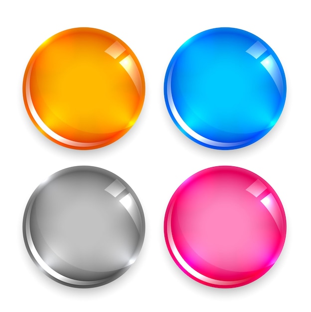 Boutons cercle brillant en quatre couleurs