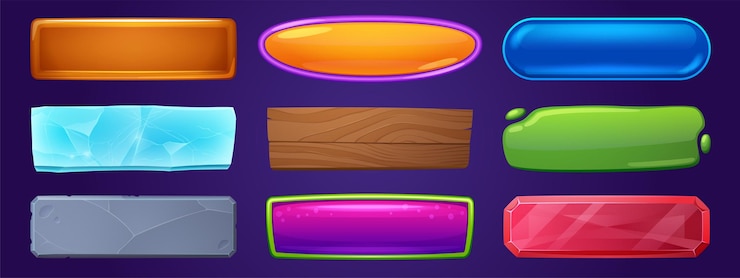 Vecteur gratuit boutons de menu web et de jeu avec différentes textures