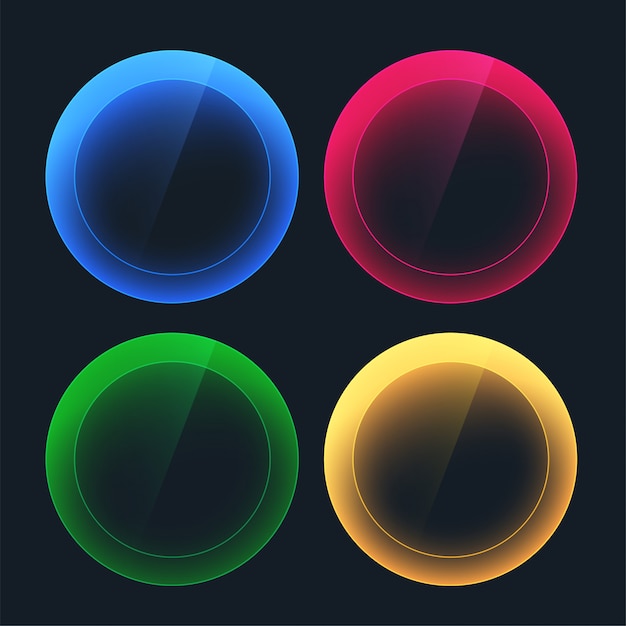 Vecteur gratuit boutons sombres brillants de formes circulaires