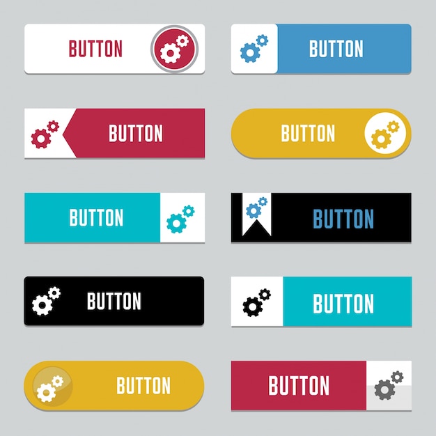 Vecteur gratuit boutons web colorés ensemble de 10