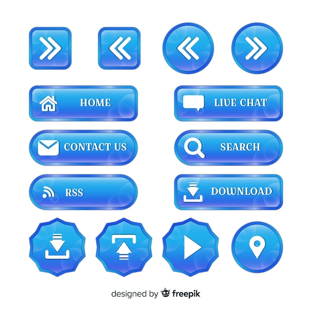 Vecteur gratuit boutons web créatifs en dégradé