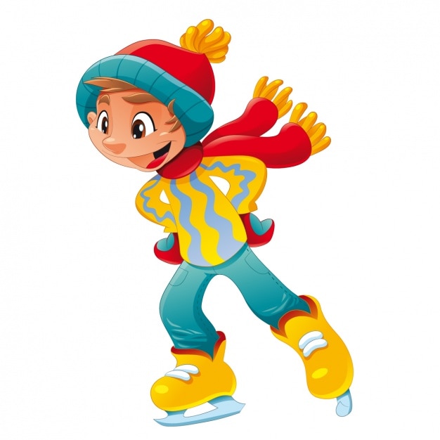 Vecteur gratuit boy pratiquer le patinage sur glace