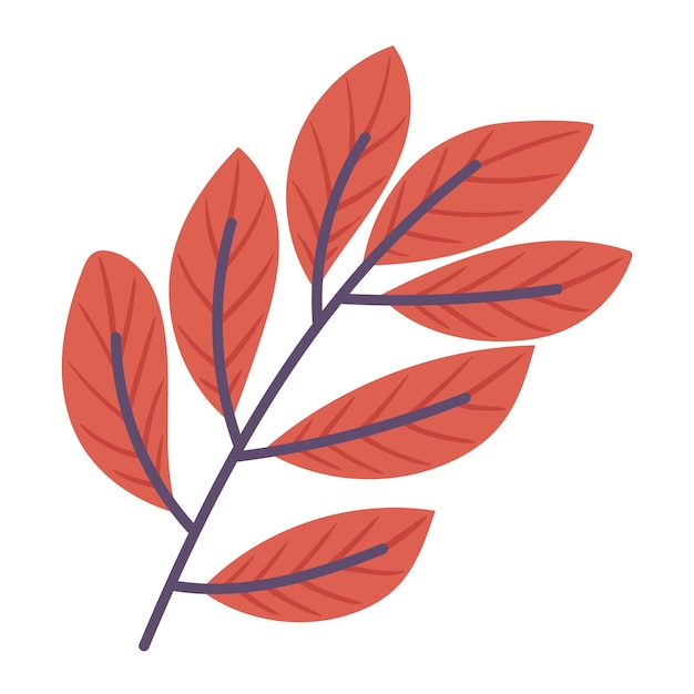 Vecteur gratuit branche avec feuillage de feuilles rouges