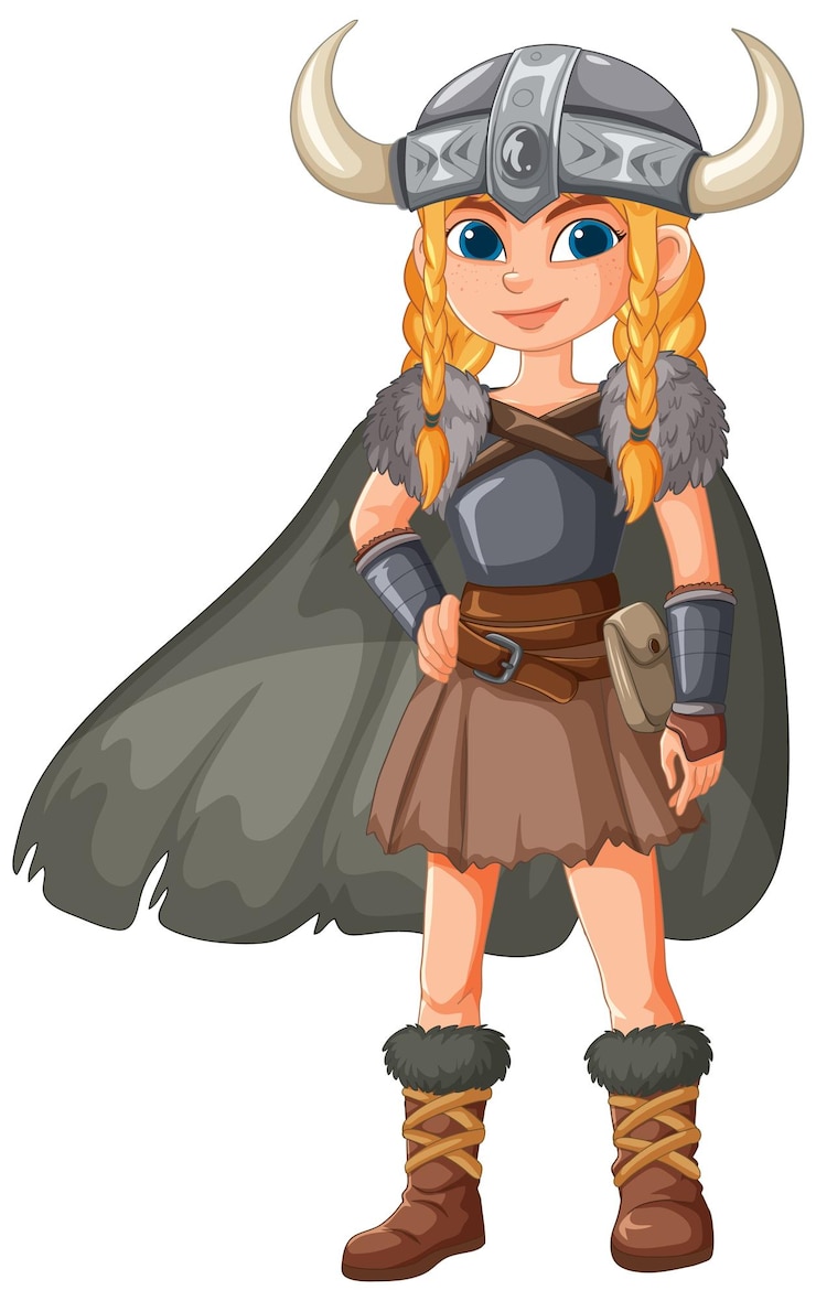 Vecteur gratuit la brave fille guerrière viking